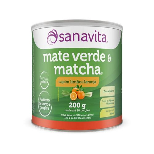 Mate Verde e Matcha Sanavita Capim Limão com Laranja 200G