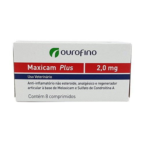 Maxicam Plus 2mg 8 Comprimidos Ouro Fino Anti-inflamatório Cães e