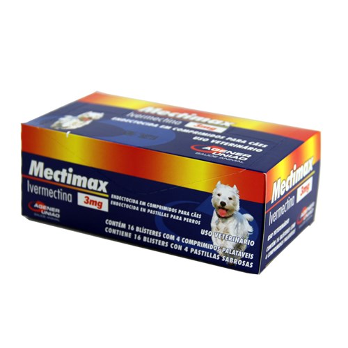 Mectimax 3mg 64 Comp Agener Ivermectina para Cães