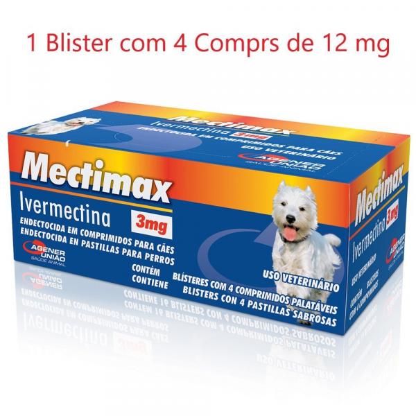 Mectimax Vermífugo 3 Mg Agener União - 1 Blister com 4 Comprs