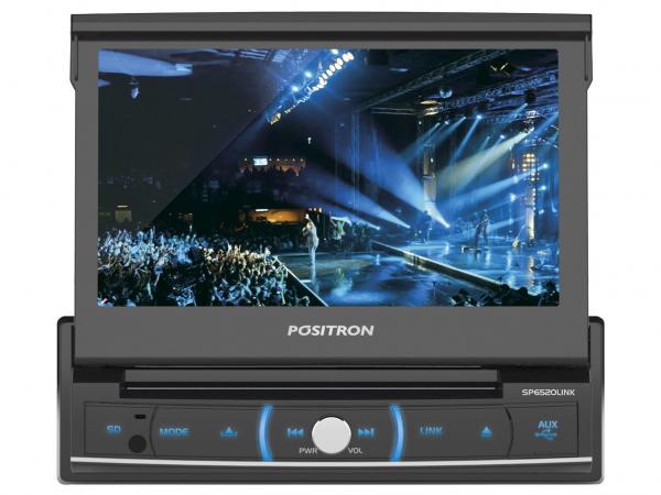 Media Player Automotivo Pósitron SP6520LINK LCD 7” - Retrátil Touch Bluetooth USB SD Aux e Viva Voz