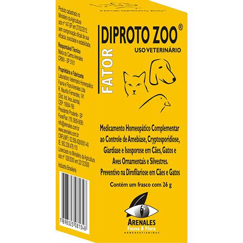 Medicamento Homeopático Fator Diproto Zoo Arenales Amarelo