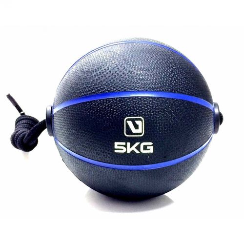 Medicine Ball com Corda - 5kg - Preto e Azul
