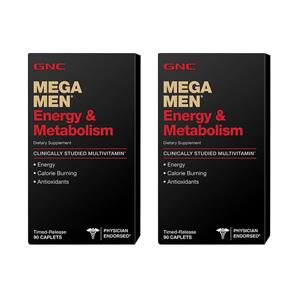 Mega Men Energy & Metabolism Multivitamínico 1600 IU Vitamina D3 GNC - 180 Cápsulas