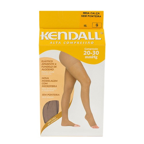 Meia Calça Kendall Feminina Alta Compressão (20-30mmHg) Ponteira Aberta Tamanho G Cor Mel