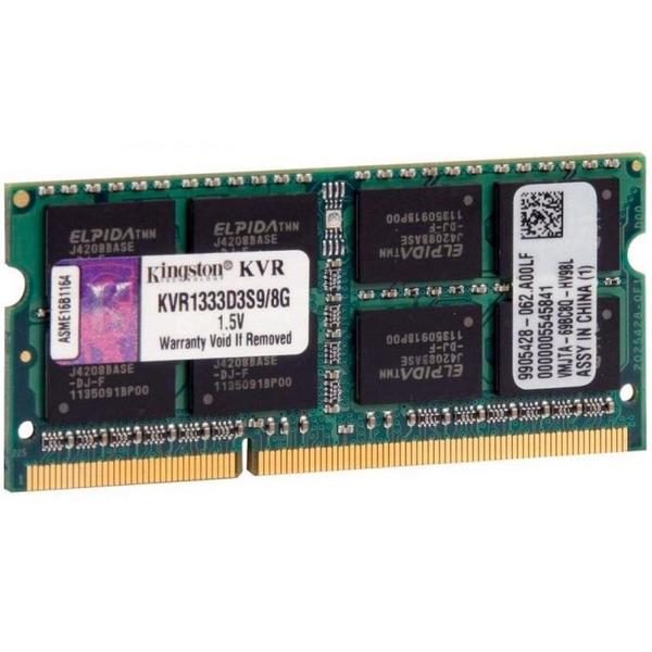 Memória Kingston 8GB, 1333MHz, DDR3, Notebook, CL9 - KVR1333D3S9/8G