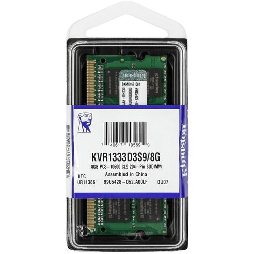 Memória Kingston 8GB, 1333MHz, DDR3, Notebook - KVR1333D3S9/8G