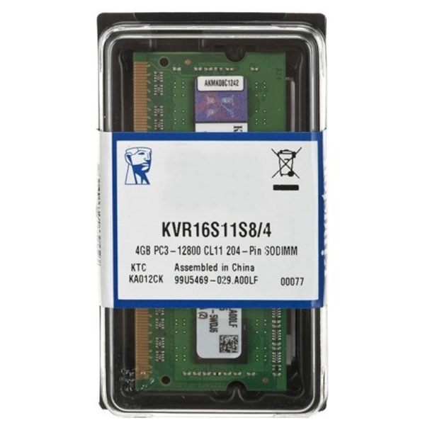 Memoria RAM 4GB DDR3 1600Mhz para Notebook Kvr16s11s84 Kingston