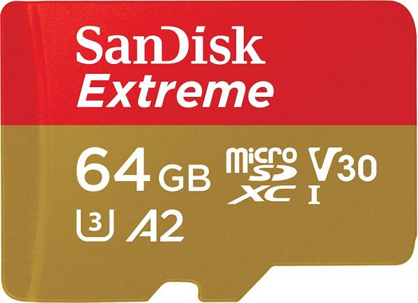 Cartão UHS-I Sandisk Extreme MicroSDxc 64GB A2 160 MB/s Read 60 MB/s Write
