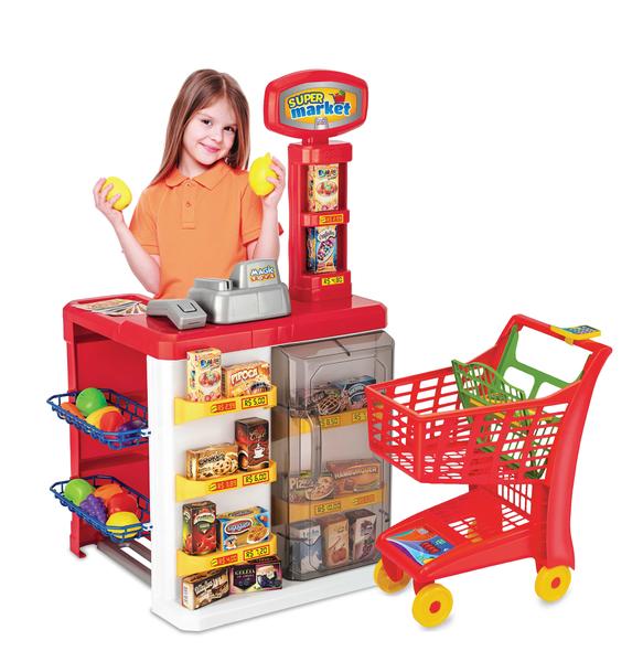 Mercadinho Infantil Super Market com Luz Som Acessórios e Carrinho Magic Toys 8039