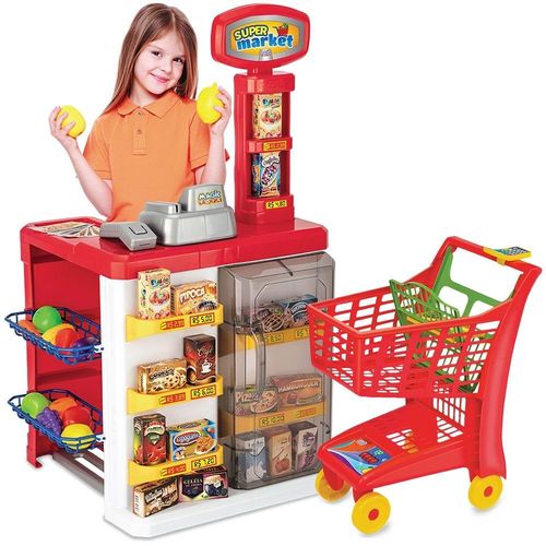 Mercadinho Infantil Super Market com Luz Som Acessórios e Carrinho Magic Toys