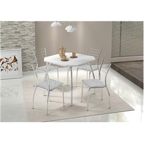 Mesa 1504 Cromada com 4 Cadeiras 1700 Carraro - Branca/Fantasia Branco