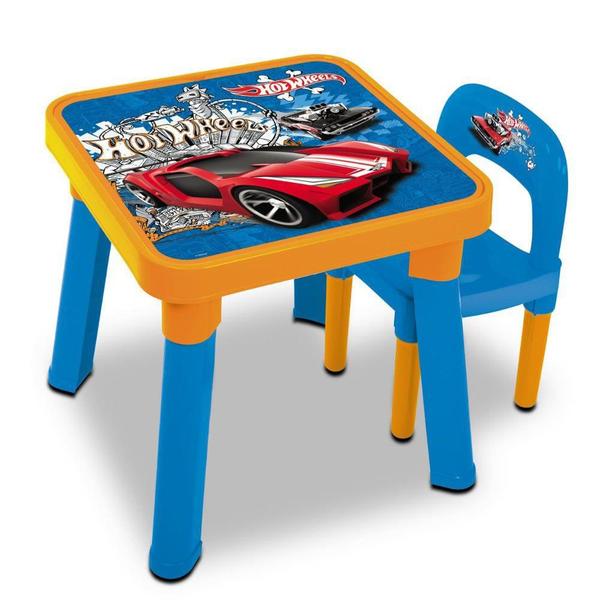 Mesa com Cadeira Hot Wheels Azul - Fun