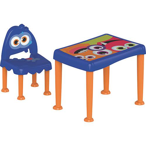 Mesa com Cadeira Monster Azul e Laranja Tramontina