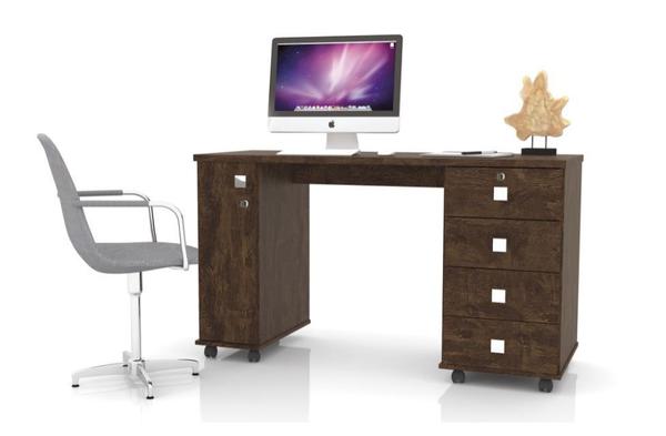 Mesa Computador Office Smart Lukaliam - Noce - Lukaliam Móveis