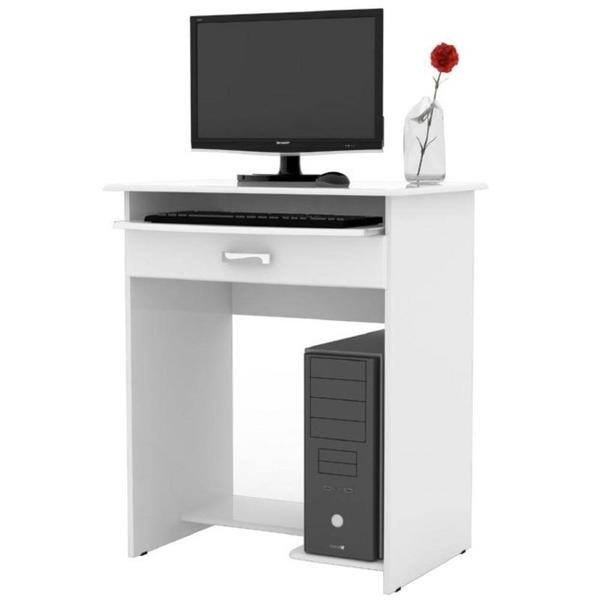 Mesa de Computado Prática com Gaveta Branco - EJ Móveis