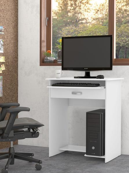 Mesa de Computador Prática com Gaveta Branco - EJ Móveis