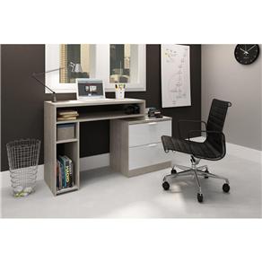 Mesa de Escritório Móvel Bento para Home Office com 2 Gavetas - Branco/Grigio