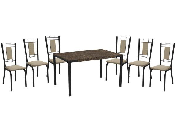 Mesa de Jantar 6 Cadeiras Retangular Crome - Petra