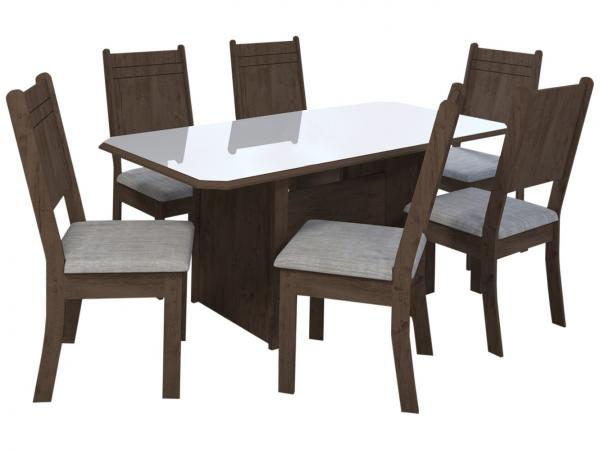 Mesa de Jantar 6 Cadeiras Retangular Indekes - Cristal