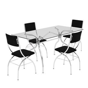 Mesa de Jantar com 4 Cadeiras Brigatto Montreal - Cromado/Preto