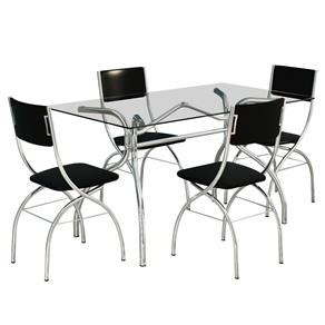 Mesa de Jantar com 4 Cadeiras Brigatto Montreal I - Cromada/Preta