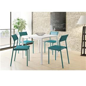 Mesa de Jantar com 4 Cadeiras Carraro Móveis 1709 - Cromada/Preta - Turquesa