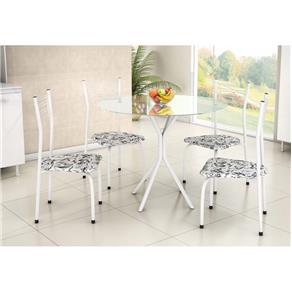 Mesa de Jantar com 4 Cadeiras Fabone Sergipe - Branco/Floral