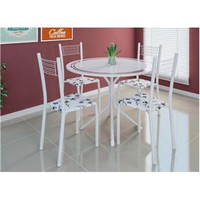 Mesa de Jantar com 4 Cadeiras Fabone Sergipe - Branco Floral