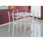 Mesa de Jantar com 4 Cadeiras Fabone Sergipe - Branco Floral