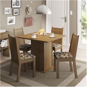 Mesa de Jantar com 4 Cadeiras Kate Madesa - Rustic/Bege/Marrom - Rustic/Bege/Marrom