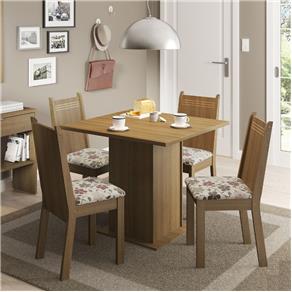 Mesa de Jantar com 4 Cadeiras Kate Madesa - Rustic/ Floral Hibiscos - Rustic/ Floral Hibiscos