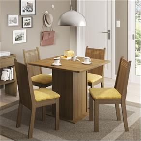 Mesa de Jantar com 4 Cadeiras Kate Madesa - Rustic/Palha - Rustic/Palha