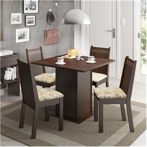 Mesa de Jantar com 4 Cadeiras Kate Madesa - Tabaco/ Lírio Bege - Tabaco/ Lírio Bege