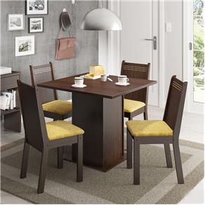 Mesa de Jantar com 4 Cadeiras Kate Madesa - Tabaco/ Palha - Tabaco/ Palha