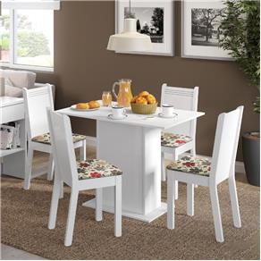 Mesa de Jantar com 4 Cadeiras Lexy Madesa Branco/Hibiscos