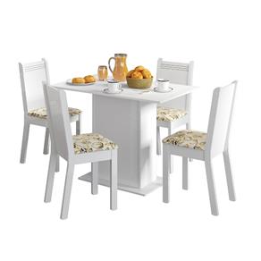 Mesa de Jantar com 4 Cadeiras Lexy Madesa Branco/Lirio Bege
