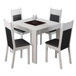Mesa de Jantar com 4 Cadeiras Madesa Georgia 90 - Branco/Preto