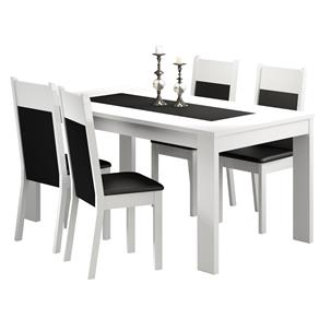 Mesa de Jantar com 4 Cadeiras Madesa Georgia - Branco/Preto