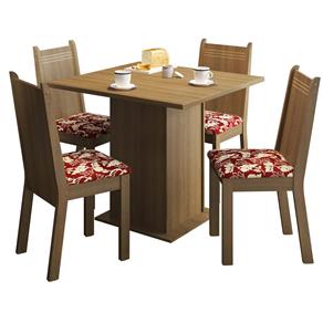 Mesa de Jantar com 4 Cadeiras Madesa Kate - Rustic / Vermelho