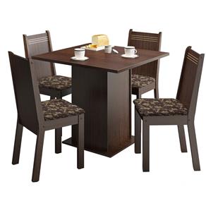 Mesa de Jantar com 4 Cadeiras Madesa Kate - Tabaco / Cacau