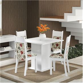Mesa de Jantar com 4 Cadeiras Madesa Malibu Branco/Hibiscos