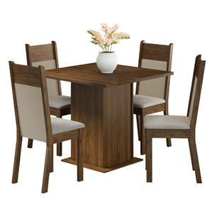 Mesa de Jantar com 4 Cadeiras Madesa Malibu - Rustic/Crema/Pérola