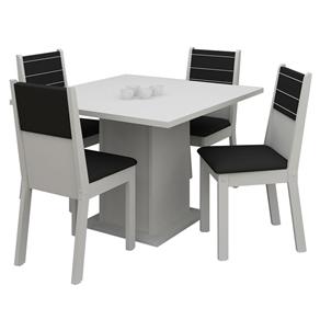 Mesa de Jantar com 4 Cadeiras Madesa Olga - Branco/Preto