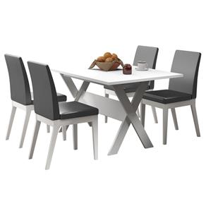 Mesa de Jantar com 4 Cadeiras Madesa Prado - Branca/Grafite