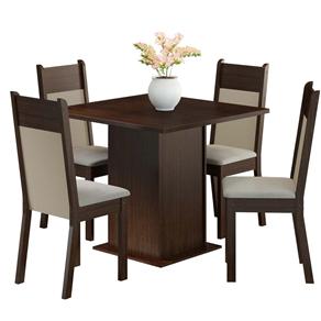 Mesa de Jantar com 4 Cadeiras Malibu Madesa - Tabaco/Crema/Pérola