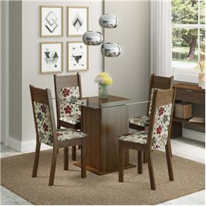 Mesa de Jantar com 4 Cadeiras Miami Madesa Rustic/ Hibiscos