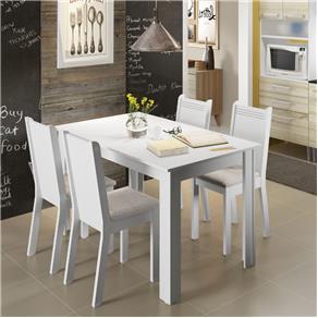 Mesa de Jantar com 4 Cadeiras Rosie Madesa Branco/Pérola