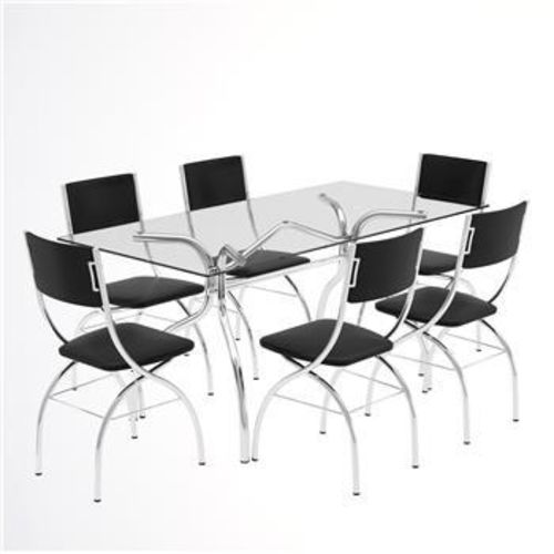 Mesa de Jantar com 6 Cadeiras Brigatto Montreal - Cromado/Preto