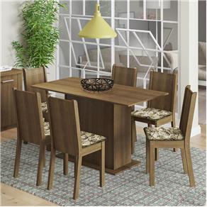 Mesa de Jantar com 6 Cadeiras Celeny Madesa - Rustic/Lirio Bege